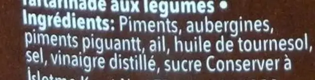 Ajvar Aci ingredients label
