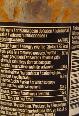 pasta sauce nutrition facts table