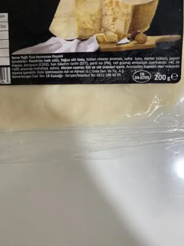 parmesan ingredients label