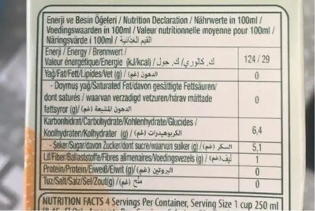 ulker nutrition facts table