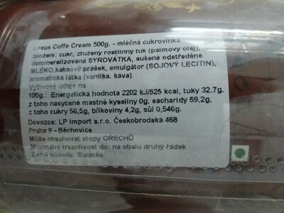 nexus coffee cream ingredients label