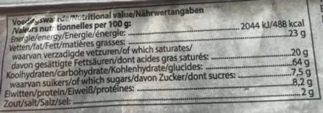 Salty biscuits ingredients label
