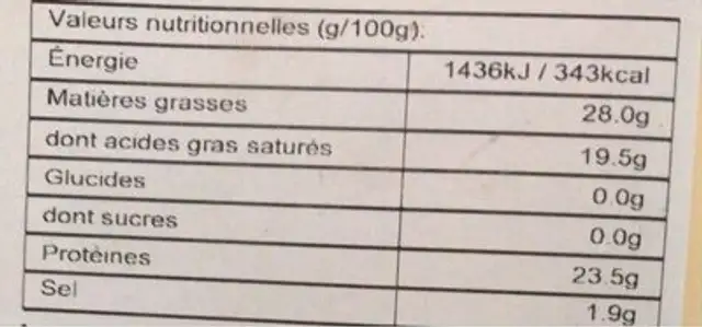 Si-bel fromage en tranches nutrition facts table