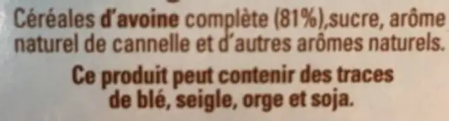 Quaker Oats Express Kaneel Havermout ingredients label