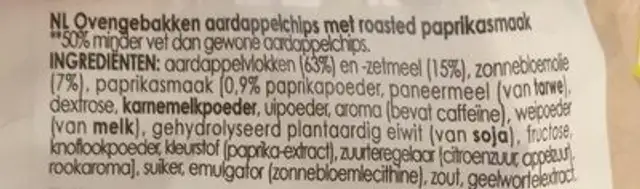 Oven baked roast paprika flavour ingredients label