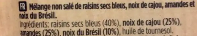 Duyvis Mélange De Raisins Secs Et De Noix Non Salés ingredients label