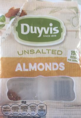 Almonds unsalted front packaging