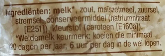AH Goudse oud 48+ geraspt ingredients label