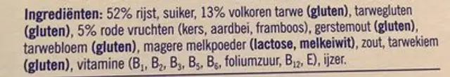 Special Flakes Rode Vruchten ingredients label