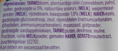 Crunchers Kaas en ui smaak ingredients label