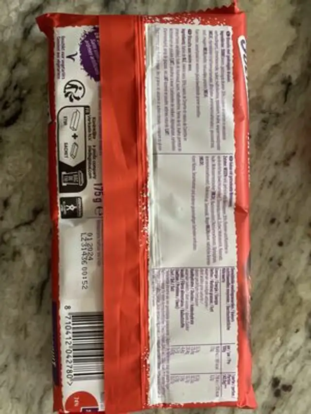 Fruitboscuit Naturel ingredients label