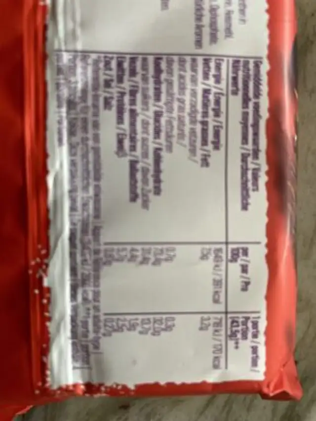 Fruitboscuit Naturel nutrition facts table