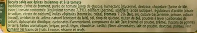 Galleta Salada Tom-italiana ingredients label