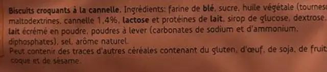 Sultana Knappers Kaneel ingredients label