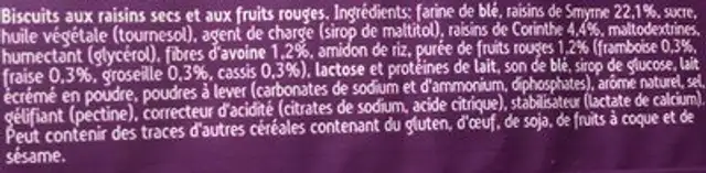 Sultana Fruitbiscuit Bosvruchten (voordeelpak) ingredients label