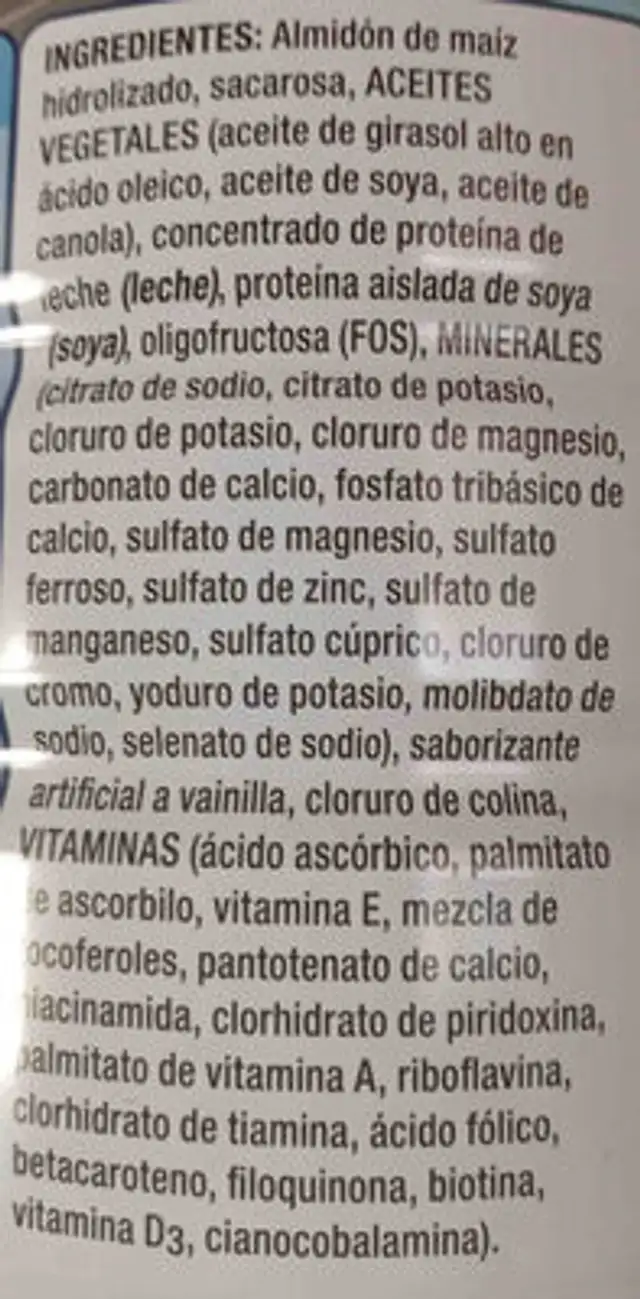 Ensure ingredients label