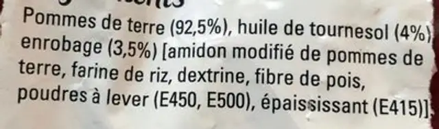 Just au Four Steakhouse ingredients label