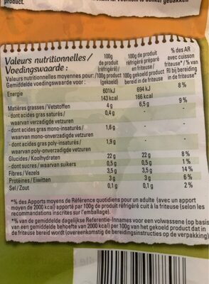 Mc cain nutrition facts table