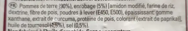 Frites Spécial Four My Style ingredients label
