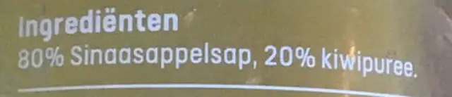 Versgeperst sap sinaappel kiwi ingredients label