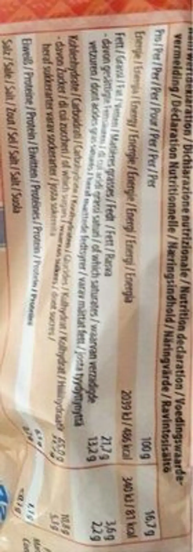 Continental Bakeries Reiswaffeln Milchschokolade nutrition facts table