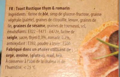 Haust Toast Rustique Thym et romarin