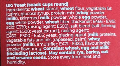 Snack cups ingredients label