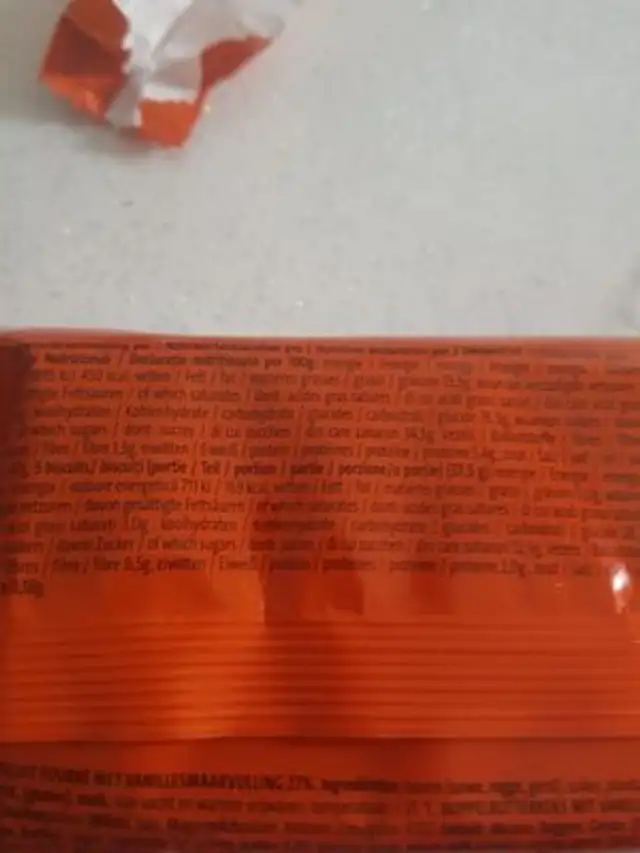 Mini biscuit fourré ingredients label