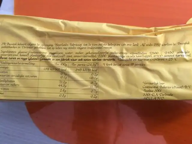 Bussink Breakfast Cake (ontbijtkoek) - 17.6oz ingredients label