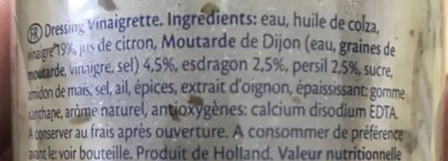 French dressing ingredients label