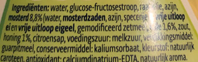 Mosterd honing dressing ingredients label