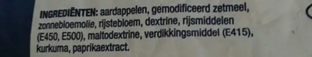 SuperCrunch Hollandse Friet ingredients label