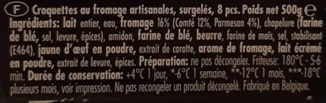 Nada kroketten comte parmesan ingredients label