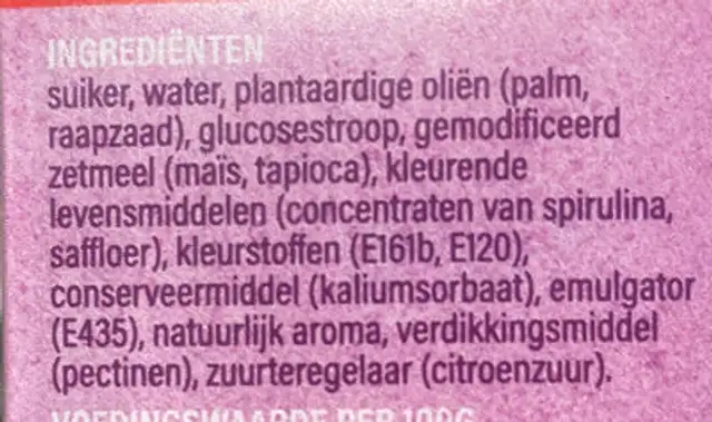 Decoratiestiften ingredients label