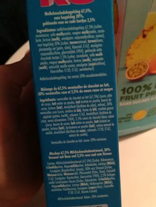 Princess Hail ingredients label