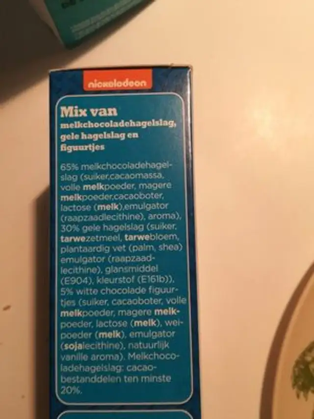 Paw patrol ingredients label