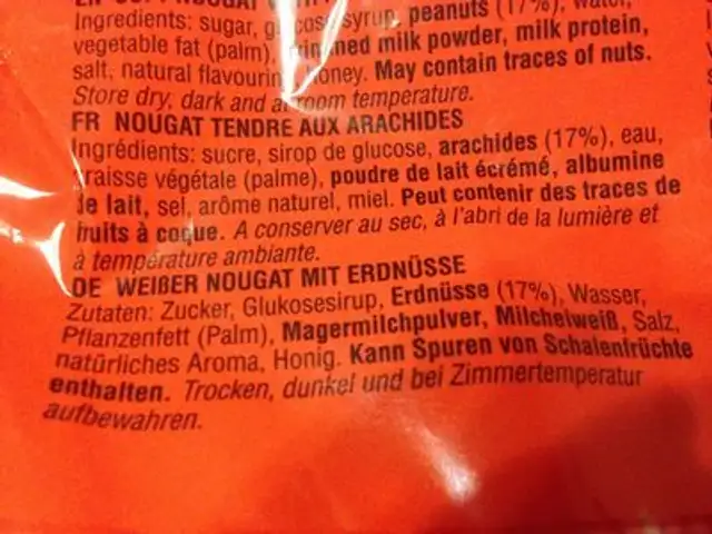 12 Paquets De Nougat En Sachet ingredients label