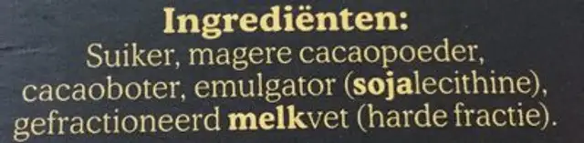 Specials Extra Puur ingredients label
