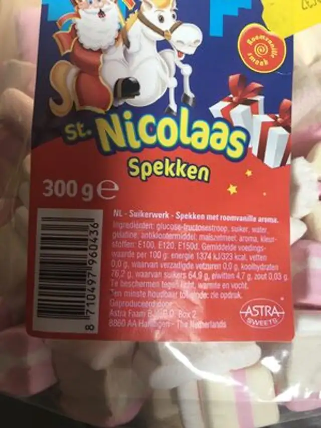 Guimauve sr nicolaas ingredients label