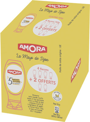 AMORA Mayonnaise De Dijon 5 Ingrédients sélectionnés - Flacon Souple Lot de 6x705g
