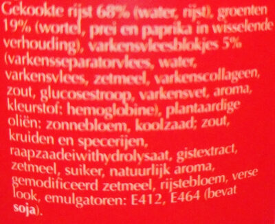 Nasi Goreng ingredients label