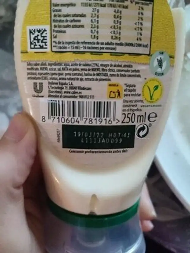 Ajo Suave ingredients label