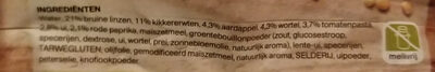 linzen-groentesoep ingredients label