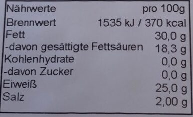 Gouda Holland (jung) nutrition facts table