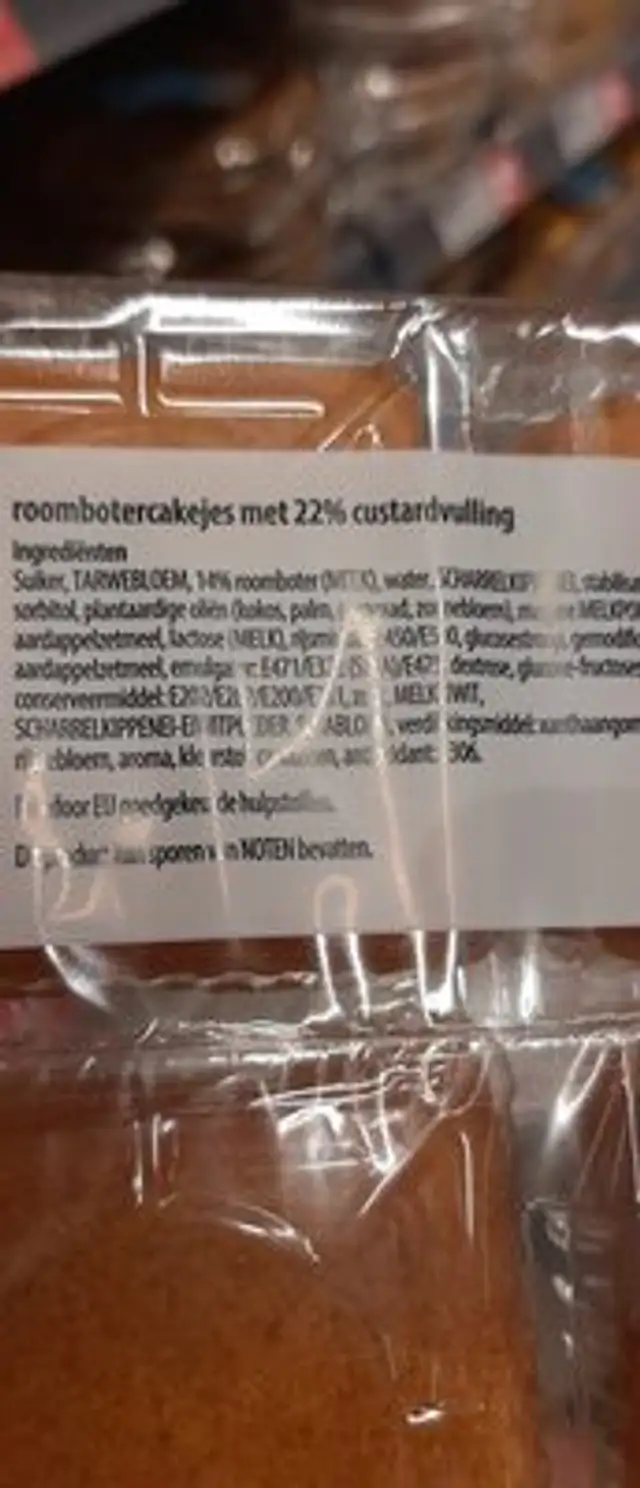 Custard Cakejes ingredients label
