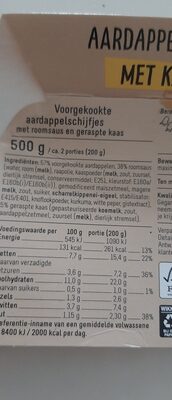 aardappelgratin met kaas ingredients label