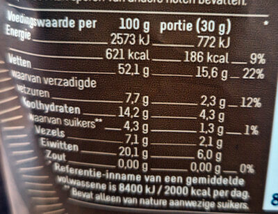 Note melange nutrition facts table