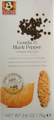 Gouda & Black Pepper cheese biscuits front packaging