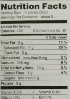 Gouda & Black Pepper cheese biscuits nutrition facts table