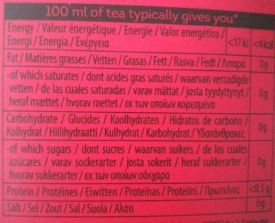 Thé daring english breakfast nutrition facts table